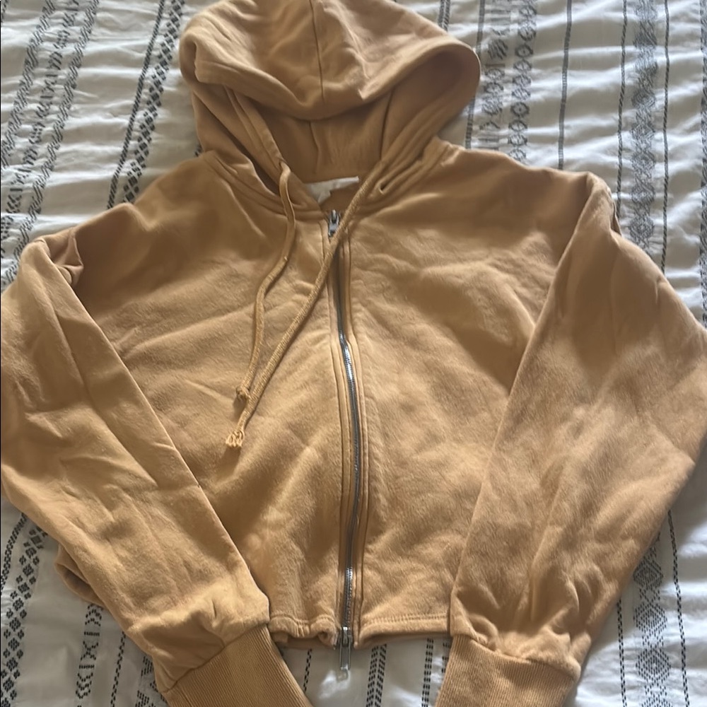 Hippie Rose Tan/Mustard Hoodie with Zipper